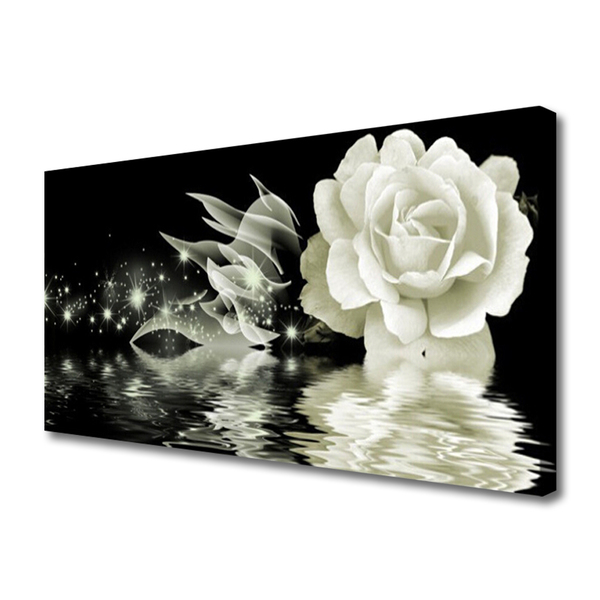 Tableaux sur toile Rose floral blanc noir