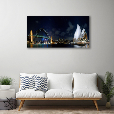 Tableaux sur toile Sydney pont ville architecture blanc bleu noir
