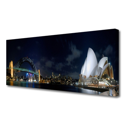 Tableaux sur toile Sydney pont ville architecture blanc bleu noir