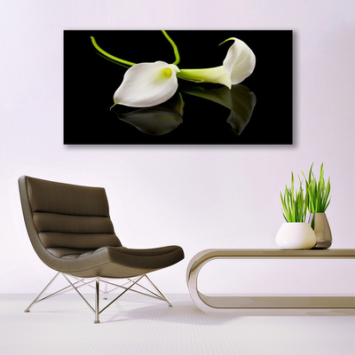 Tableaux sur toile Fleurs floral blanc noir