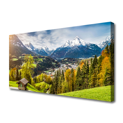Tableaux sur toile Alpes paysage vert bleu