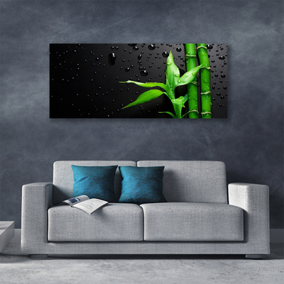 Tableaux sur toile Bambou feuilles floral vert noir