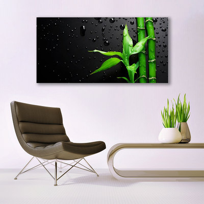 Tableaux sur toile Bambou feuilles floral vert noir