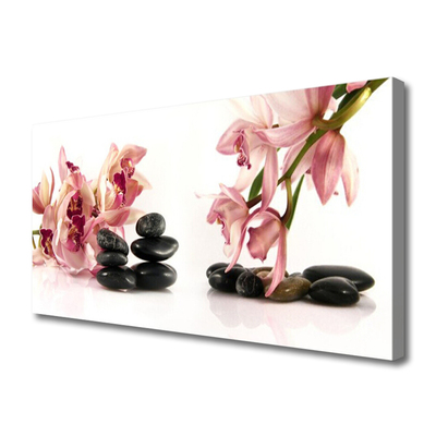 Tableaux sur toile Fleurs pierres art brun noir blanc