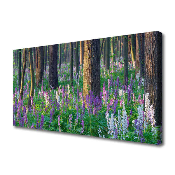 Tableaux sur toile Forêt fleurs nature violet vert brun