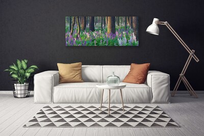 Tableaux sur toile Forêt fleurs nature violet vert brun