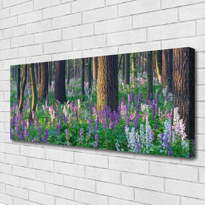 Tableaux sur toile Forêt fleurs nature violet vert brun