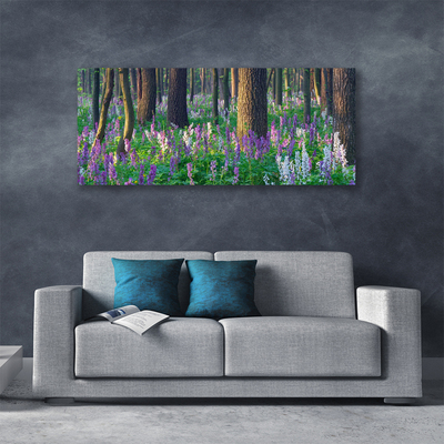 Tableaux sur toile Forêt fleurs nature violet vert brun