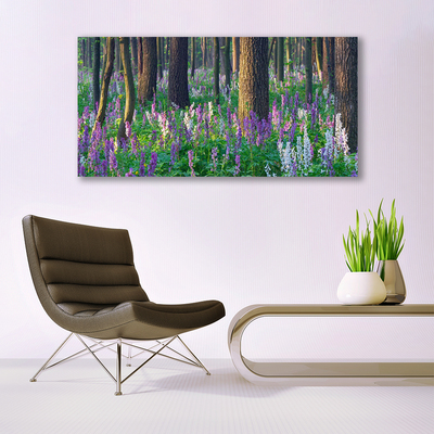 Tableaux sur toile Forêt fleurs nature violet vert brun