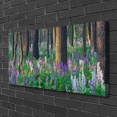 Tableaux sur toile Forêt fleurs nature violet vert brun