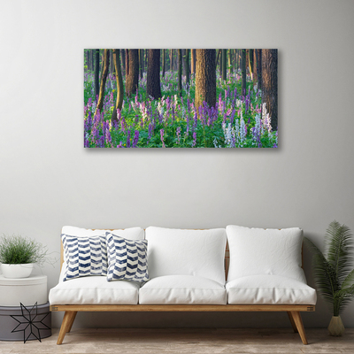 Tableaux sur toile Forêt fleurs nature violet vert brun