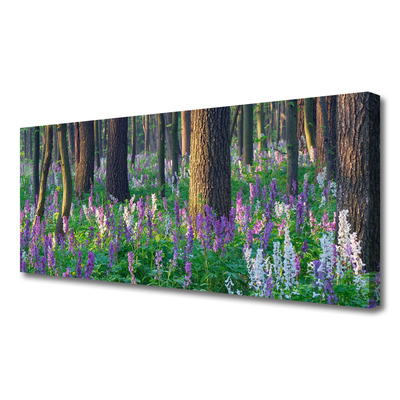 Tableaux sur toile Forêt fleurs nature violet vert brun
