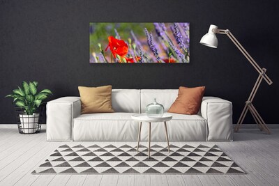 Tableaux sur toile Fleurs floral rouge violet vert