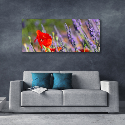 Tableaux sur toile Fleurs floral rouge violet vert