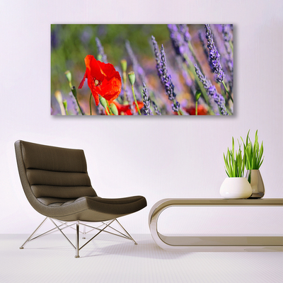 Tableaux sur toile Fleurs floral rouge violet vert