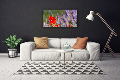 Tableaux sur toile Fleurs floral rouge violet vert