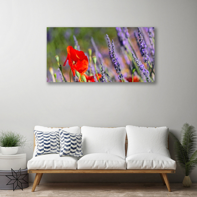 Tableaux sur toile Fleurs floral rouge violet vert