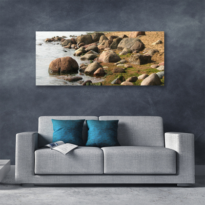 Tableaux sur toile Pierres mer paysage gris brun bleu