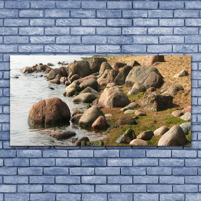 Tableaux sur toile Pierres mer paysage gris brun bleu