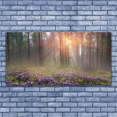 Tableaux sur toile Forêt fleurs nature rose vert brun