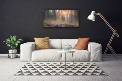 Tableaux sur toile Forêt fleurs nature rose vert brun