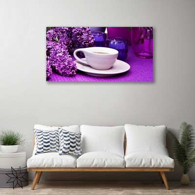Tableaux sur toile Fleurs tasse floral blanc rose violet