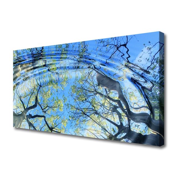 Tableaux sur toile Eau arbres art bleu brun
