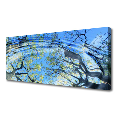 Tableaux sur toile Eau arbres art bleu brun