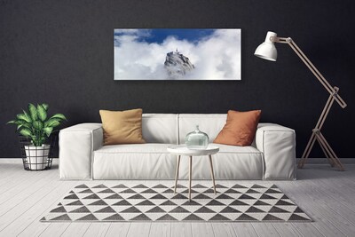 Tableaux sur toile Montagnes nuages paysage blanc gris bleu
