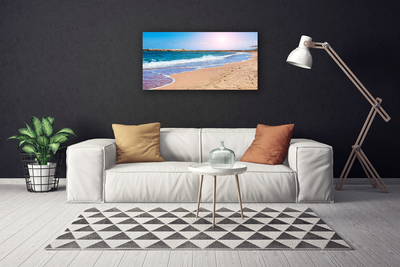 Tableaux sur toile Mer plage paysage bleu brun