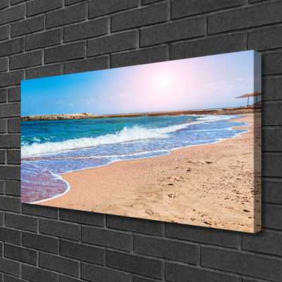 Tableaux sur toile Mer plage paysage bleu brun