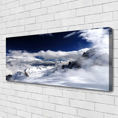 Tableaux sur toile Montagnes nuages paysage gris blanc violet