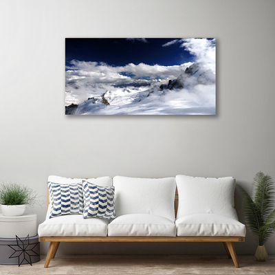 Tableaux sur toile Montagnes nuages paysage gris blanc violet