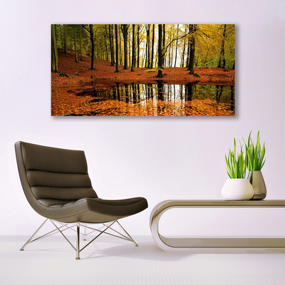 Tableaux sur toile Forêt nature orange brun vert