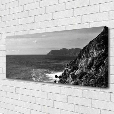 Tableaux sur toile Mer montagnes paysage gris