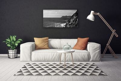 Tableaux sur toile Mer montagnes paysage gris