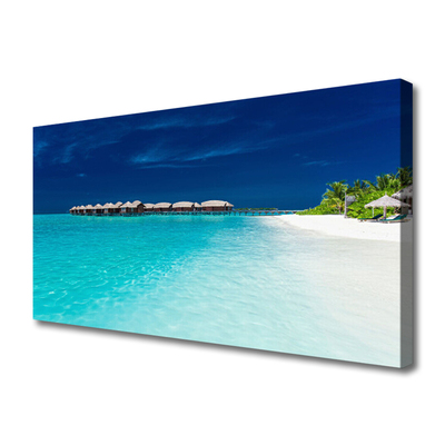 Tableaux sur toile Mer plage paysage bleu blanc