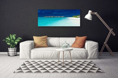 Tableaux sur toile Mer plage paysage bleu blanc