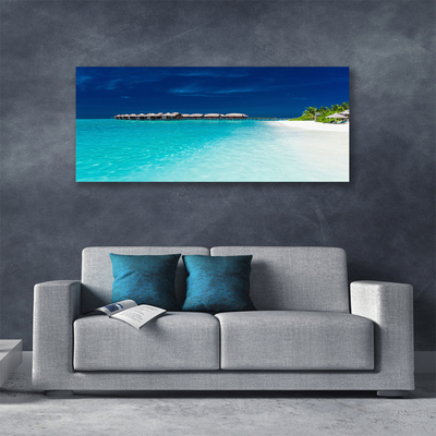 Tableaux sur toile Mer plage paysage bleu blanc