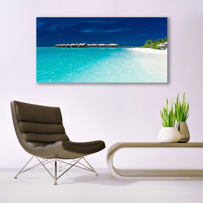 Tableaux sur toile Mer plage paysage bleu blanc