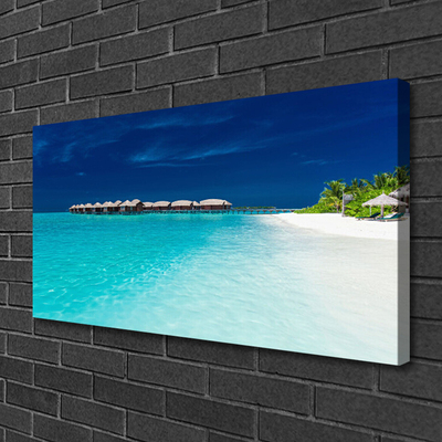 Tableaux sur toile Mer plage paysage bleu blanc