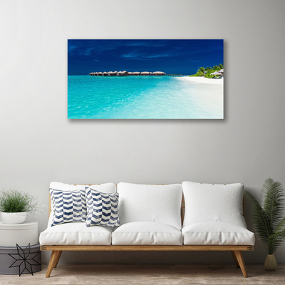 Tableaux sur toile Mer plage paysage bleu blanc