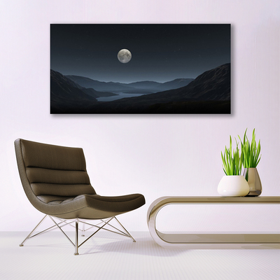Tableaux sur toile Nuit lune paysage gris noir
