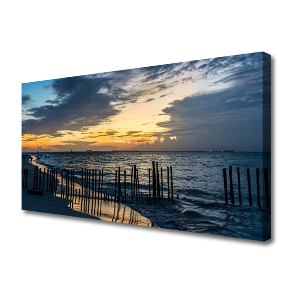 Tableaux sur toile Mer plage paysage bleu brun