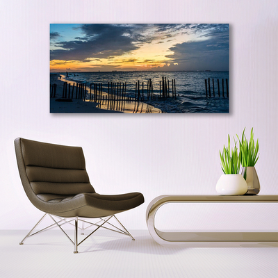 Tableaux sur toile Mer plage paysage bleu brun