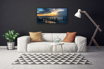 Tableaux sur toile Mer plage paysage bleu brun