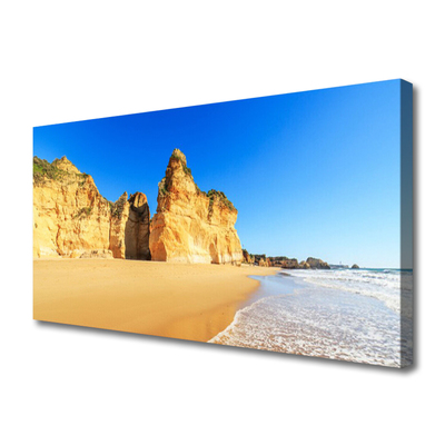 Tableaux sur toile Mer plage paysage jaune bleu