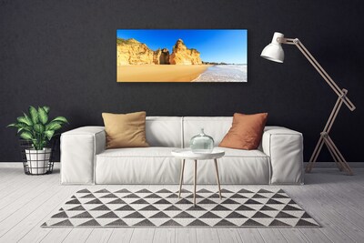 Tableaux sur toile Mer plage paysage jaune bleu