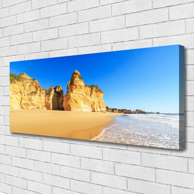 Tableaux sur toile Mer plage paysage jaune bleu