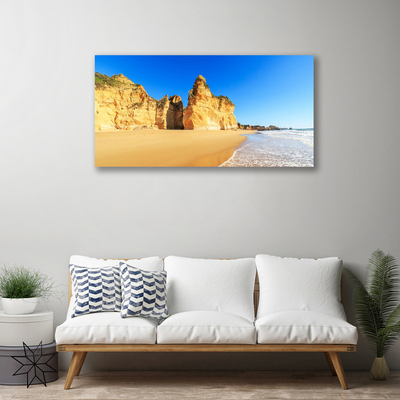 Tableaux sur toile Mer plage paysage jaune bleu